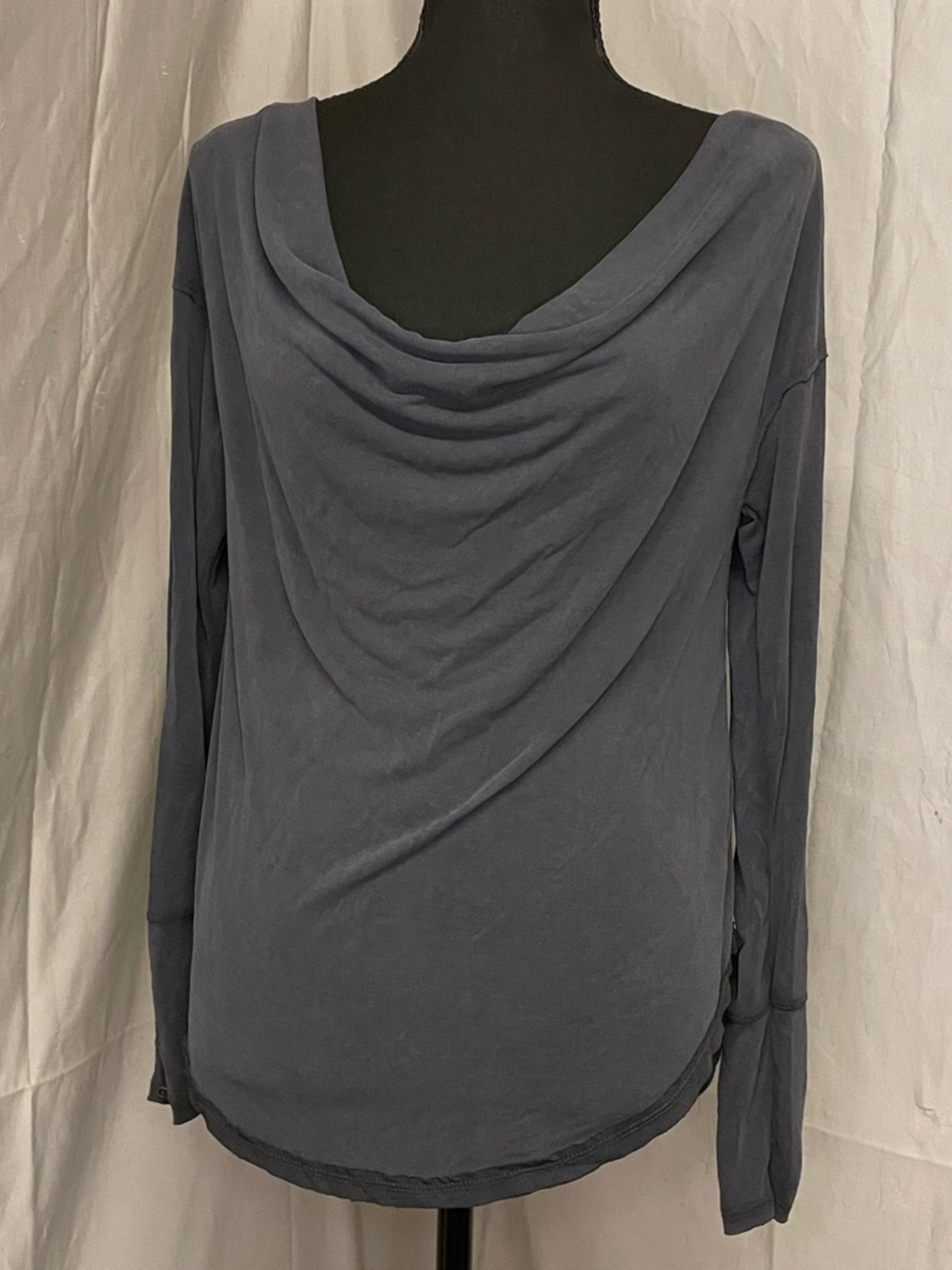 NWT Free People Draped Cowl Long-Sleeve Top - Black